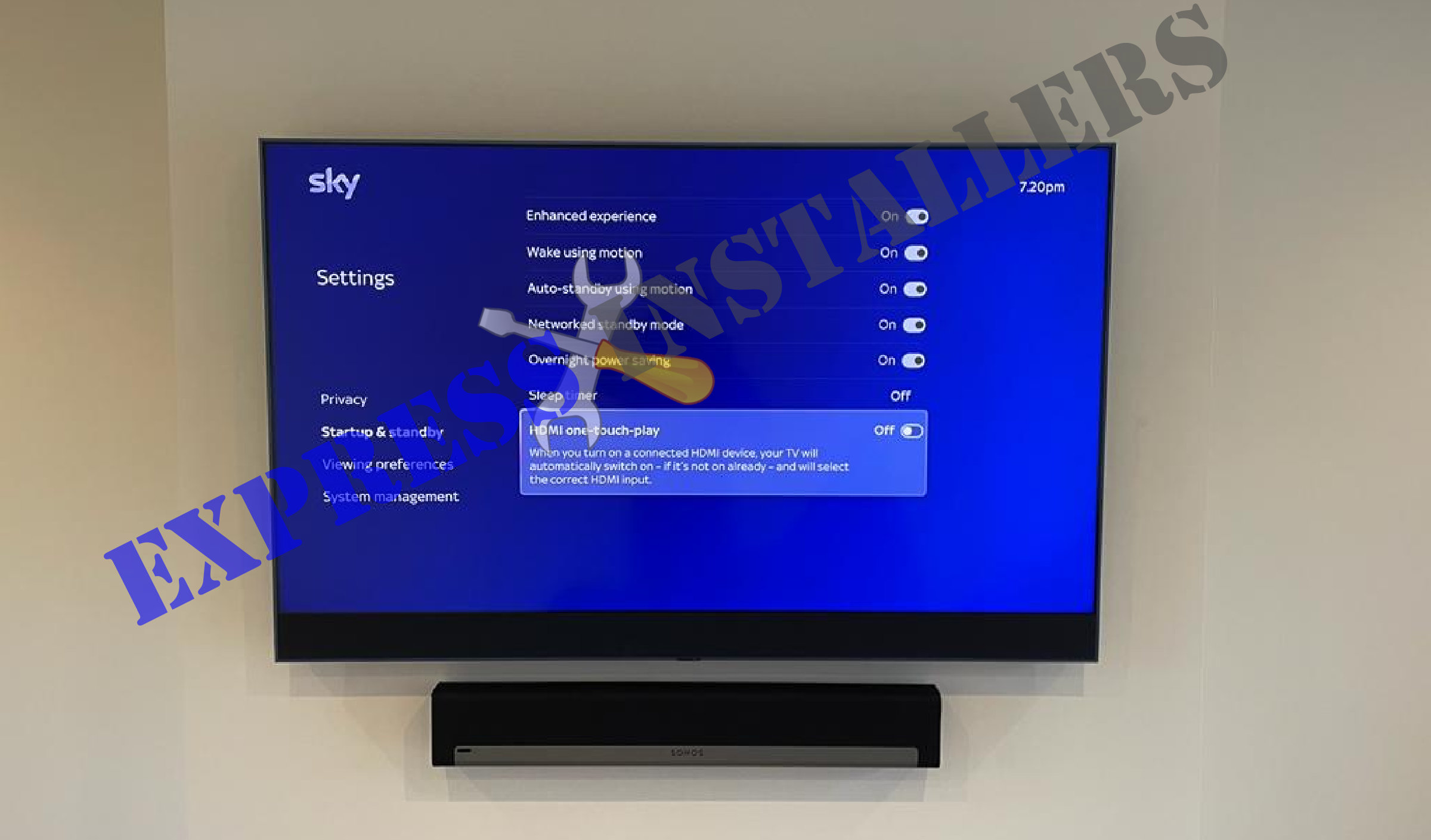 Sky Glass Wall Mounting soundbar